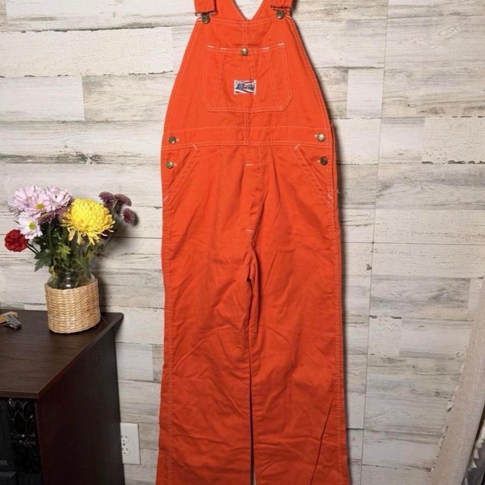 Vintage early to mid 1980s Liberty Clemson Tigers orange bib overalls